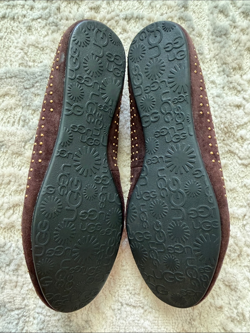 UGG Women's Dark Brown Studded Suede Slip-Ons - Picture 6 of 7